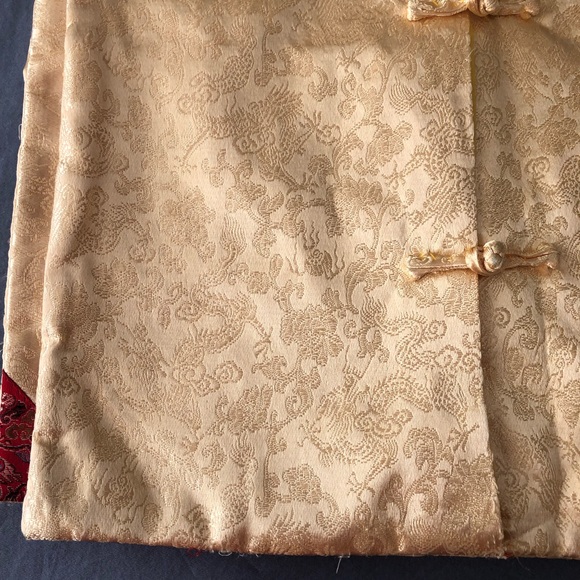 Set of 2 - 16in Square Chinese Style Gold Red Brocade Pillow Covers - Picture 12 of 16